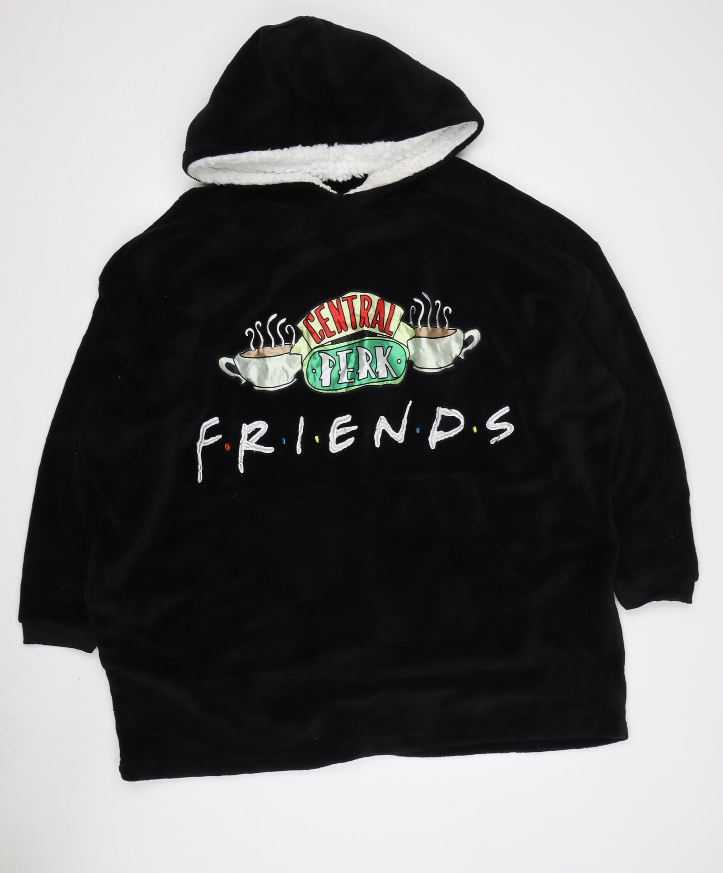 Friends Unisex Black Fleece Hooded Robe - One Size