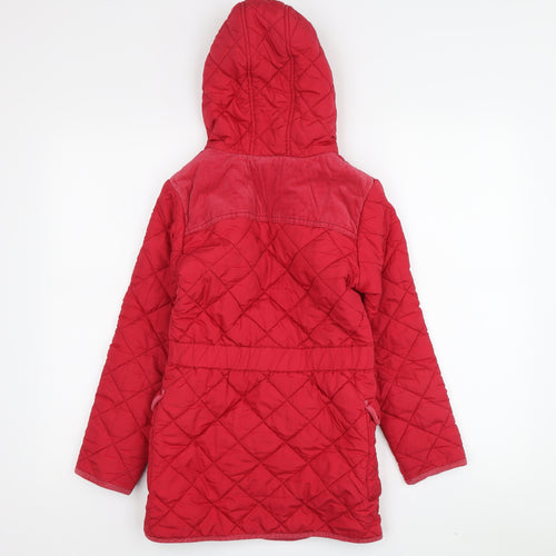 Next Girls Red Quilted Coat 9-10 Yrs Hooded Lined