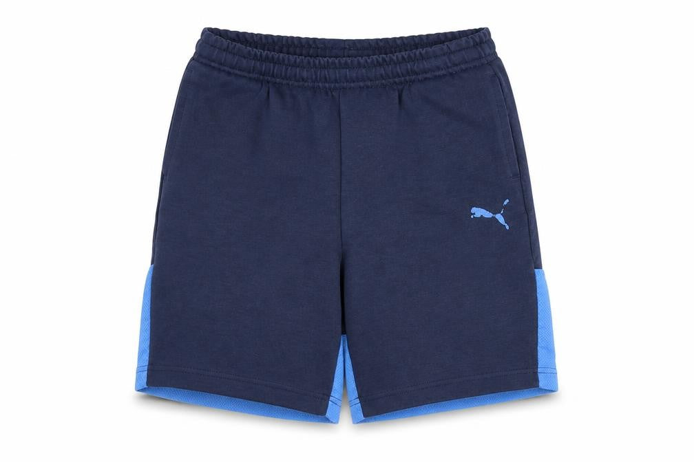 Front view of Puma boys’ blue athletic shorts xl