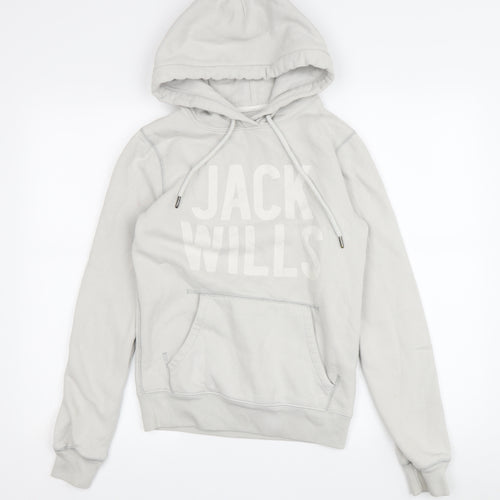 Jack Wills Women's Grey Logo Hoodie Size 8