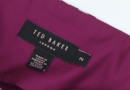 Ted Baker Women's Purple Silk Geometric Dress Size 2
