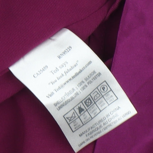 Ted Baker Women's Purple Silk Geometric Dress Size 2
