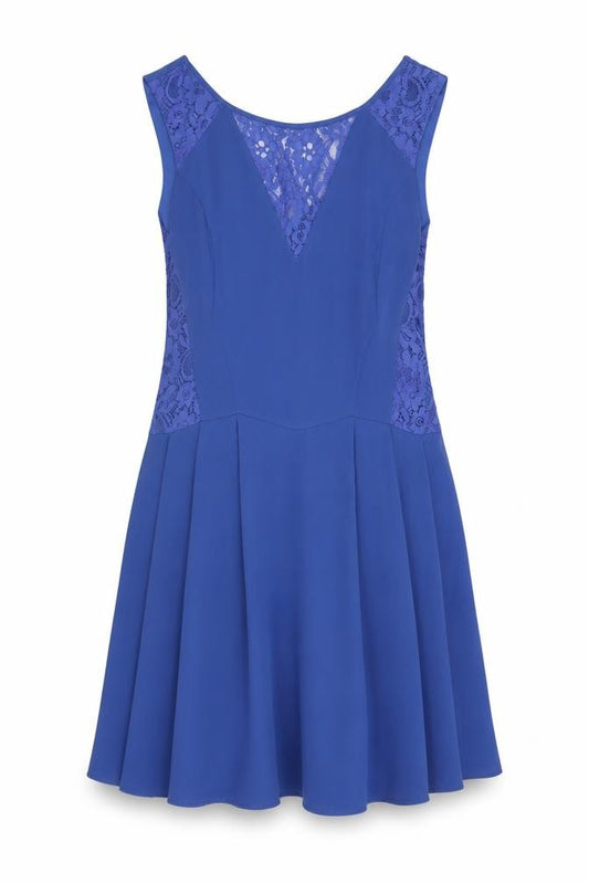Front view of Oasis Women's Blue Lace Sleeveless Dress