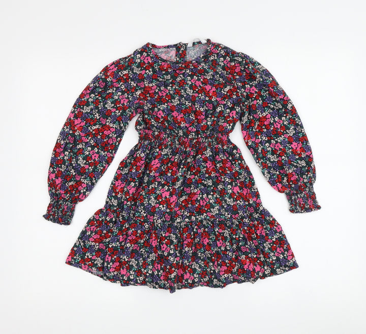 Marks and Spencer Girls Floral Fit & Flare Dress - Multicoloured 7-8Y
