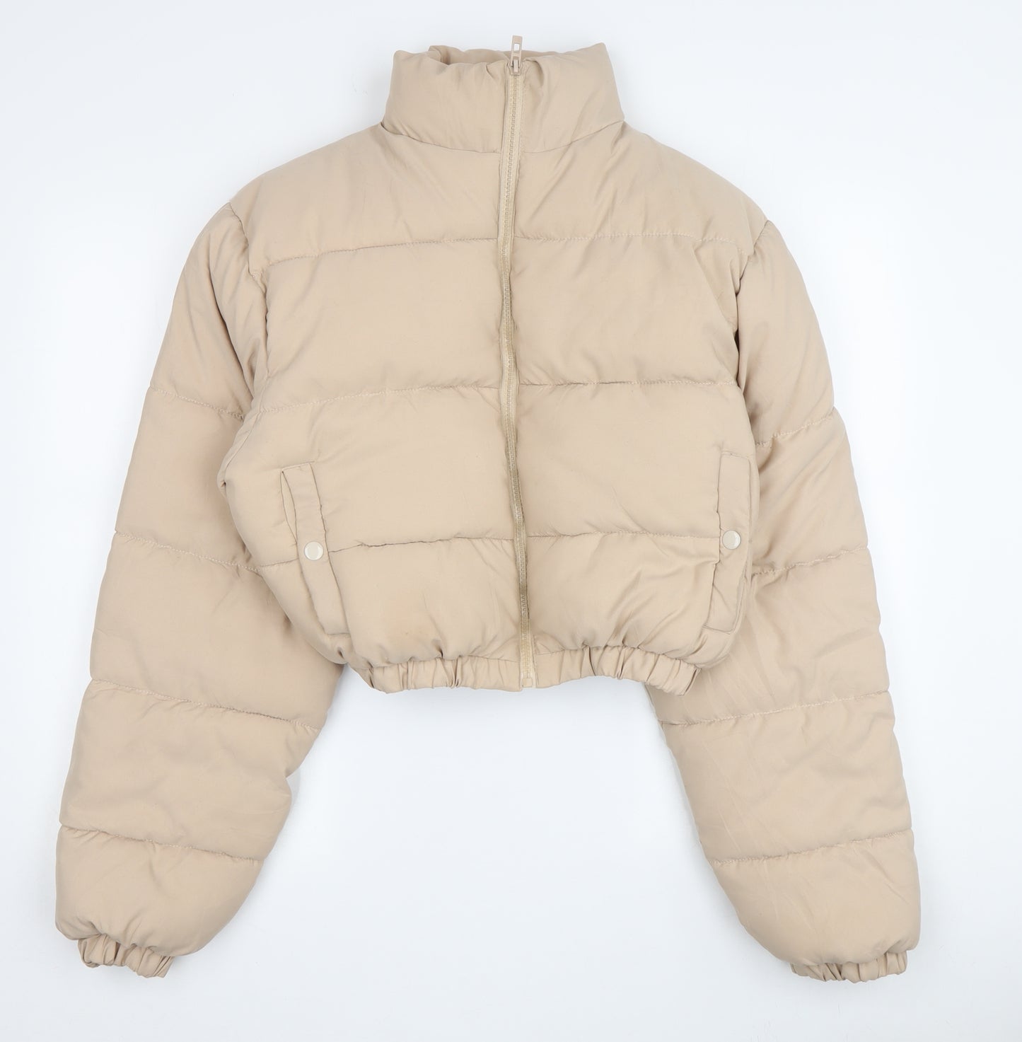 PrettyLittleThing Women's XL Beige Cropped Puffer Jacket