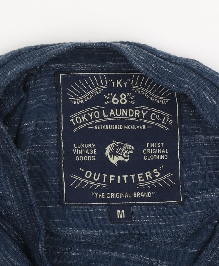 Tokyo Laundry Men's Blue Medium Henley Long Sleeve