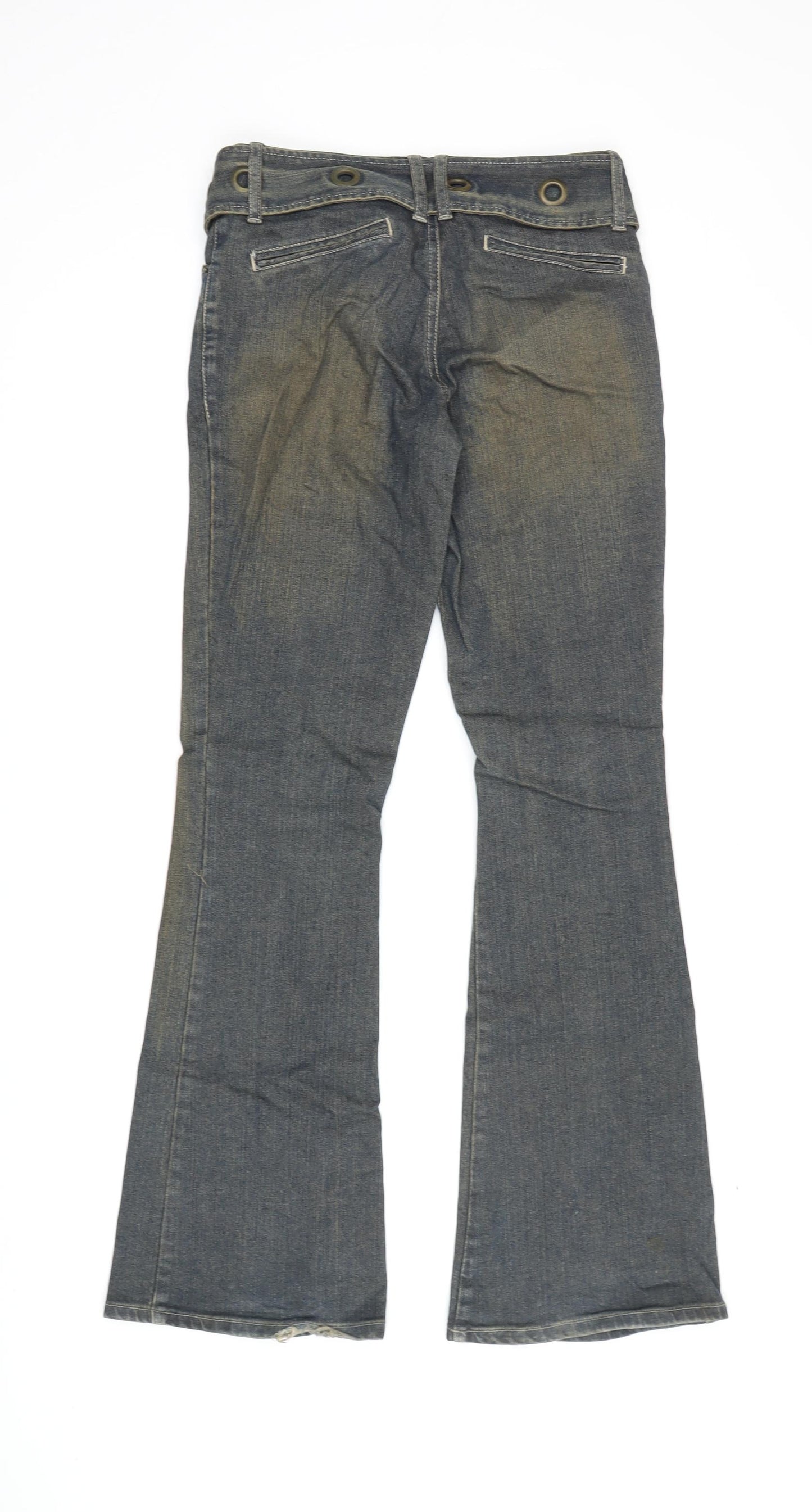 River Island Women's Blue Bootcut Belted Jeans Size 8