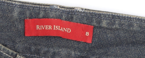 River Island Women's Blue Bootcut Belted Jeans Size 8