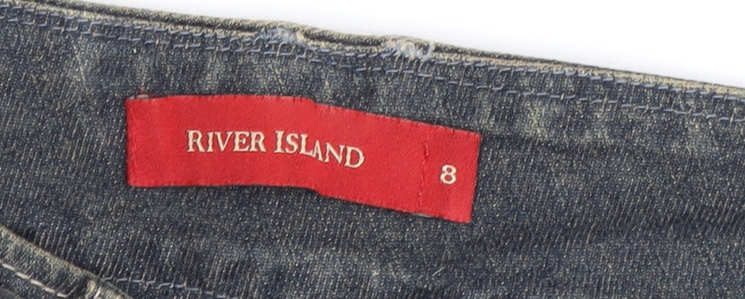 River Island Women's Blue Bootcut Belted Jeans Size 8