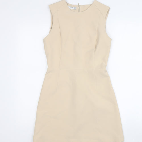 MNG Women's Beige Sheath Dress XS Knee Length