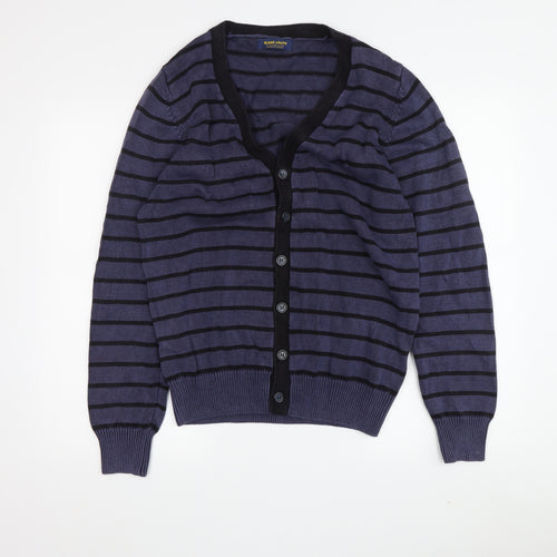 Zara Boys Blue Striped Cardigan, Size 10, V-Neck, Cotton