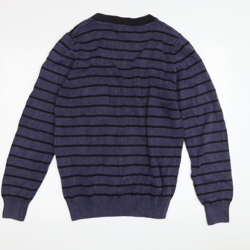 Zara Boys Blue Striped Cardigan, Size 10, V-Neck, Cotton