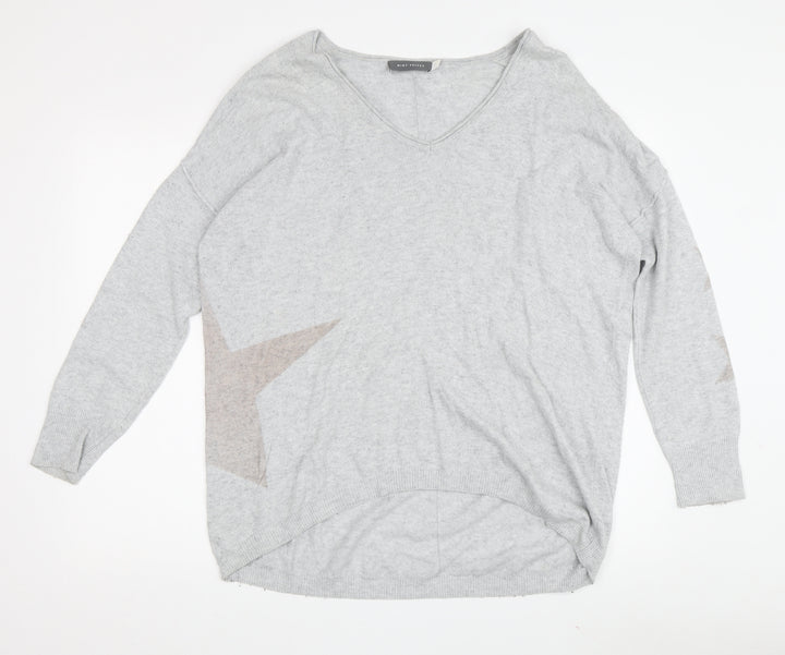 Mint Velvet Women's Grey V-Neck Pullover Jumper Size 10