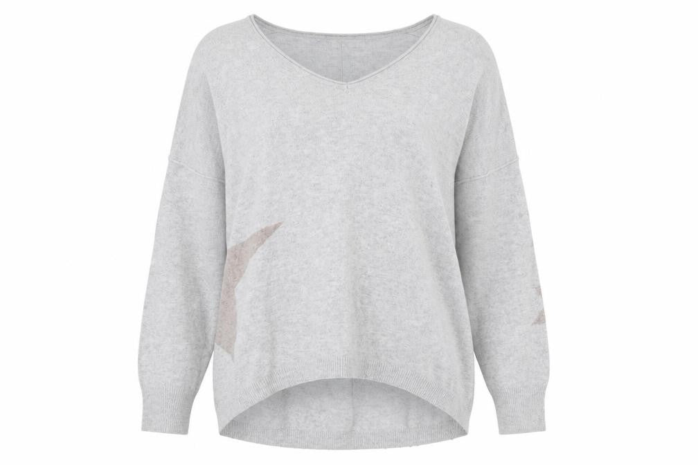 Front view of Mint Velvet Women's Grey V-Neck jumper, size 10