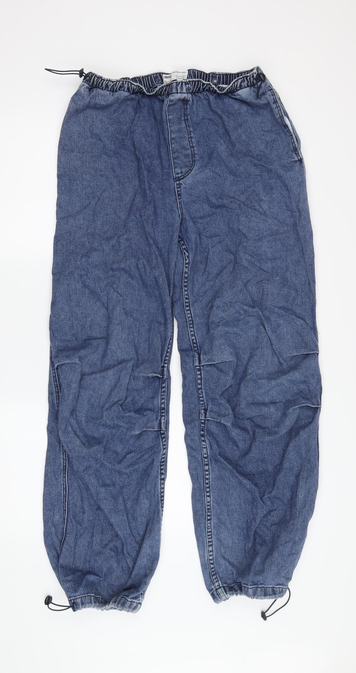 Bershka Women's Blue Tapered Jeans, Size M