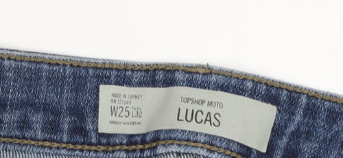 Topshop Women's Blue Boyfriend Jeans UK 7 Slim