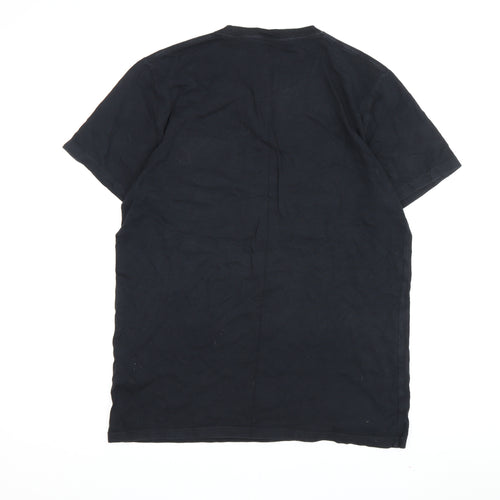 Relevant Unisex Black Floral Pocket T-Shirt L