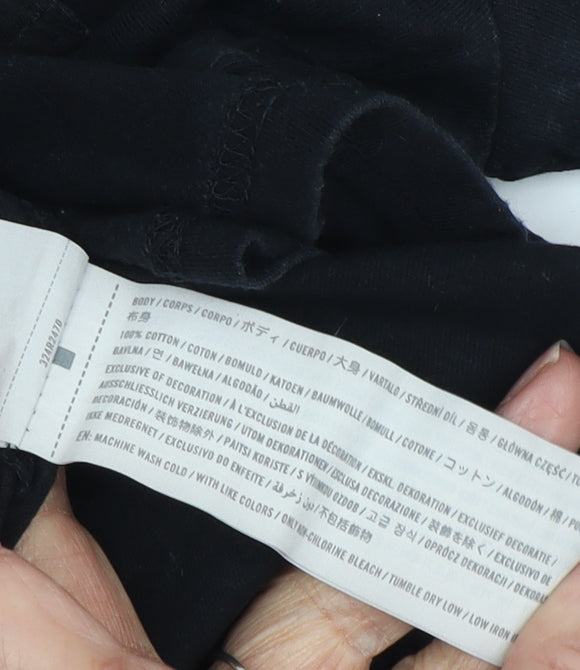 Relevant Unisex Black Floral Pocket T-Shirt L