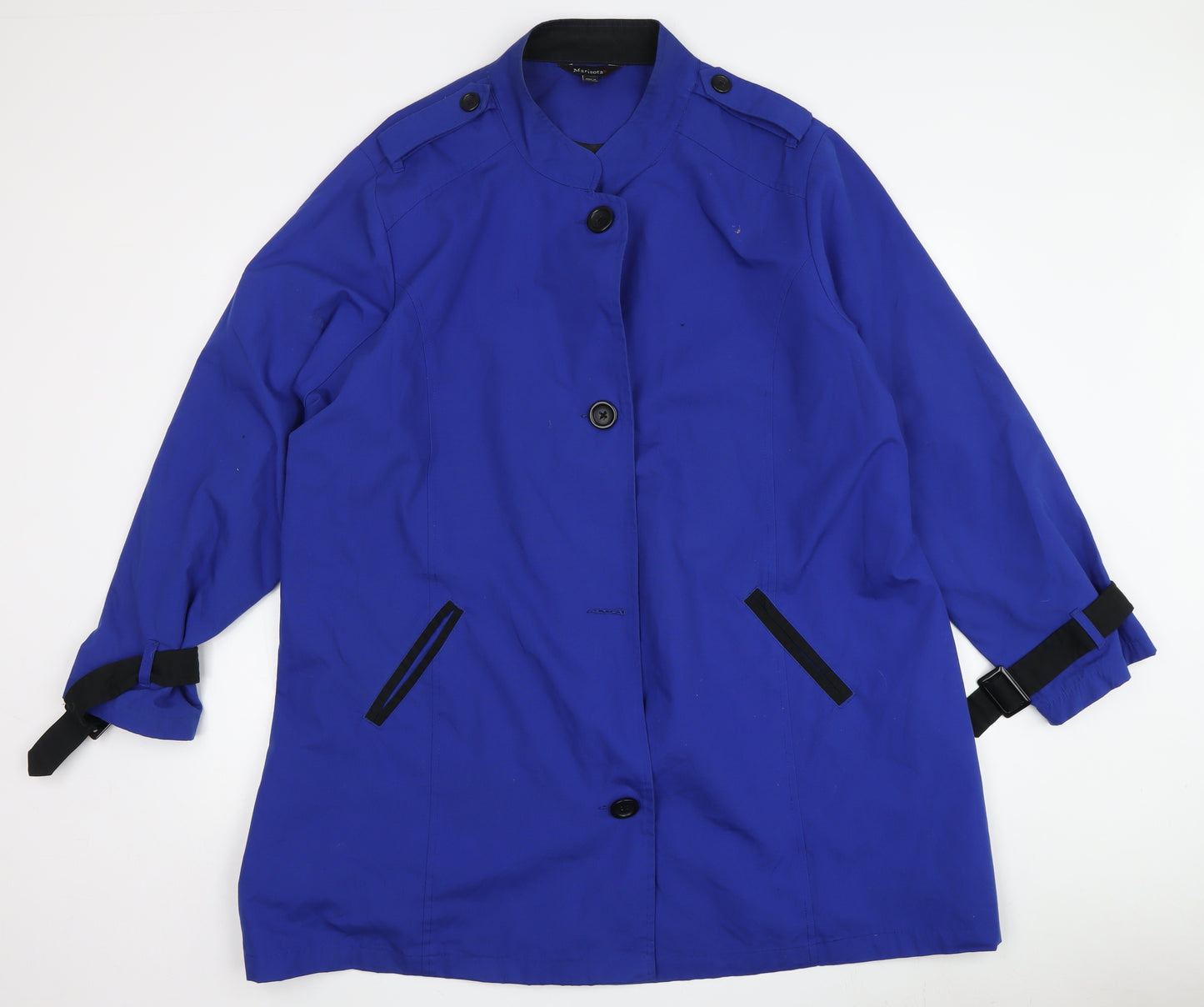 Marisota Women's Blue Long Coat Size L with Buckle