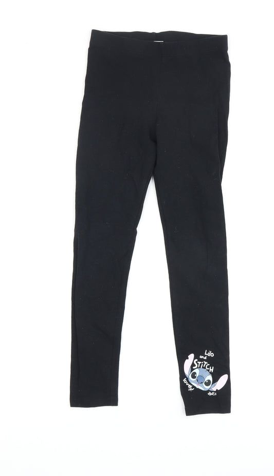 Front view of Disney girls’ black lilo & stitch leggings -, size 5, years