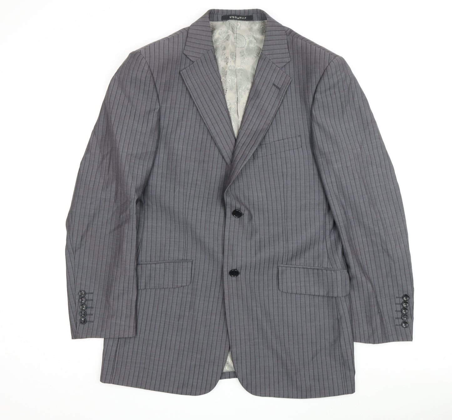 Steel & Jelly Men’s Grey Striped Blazer 40R