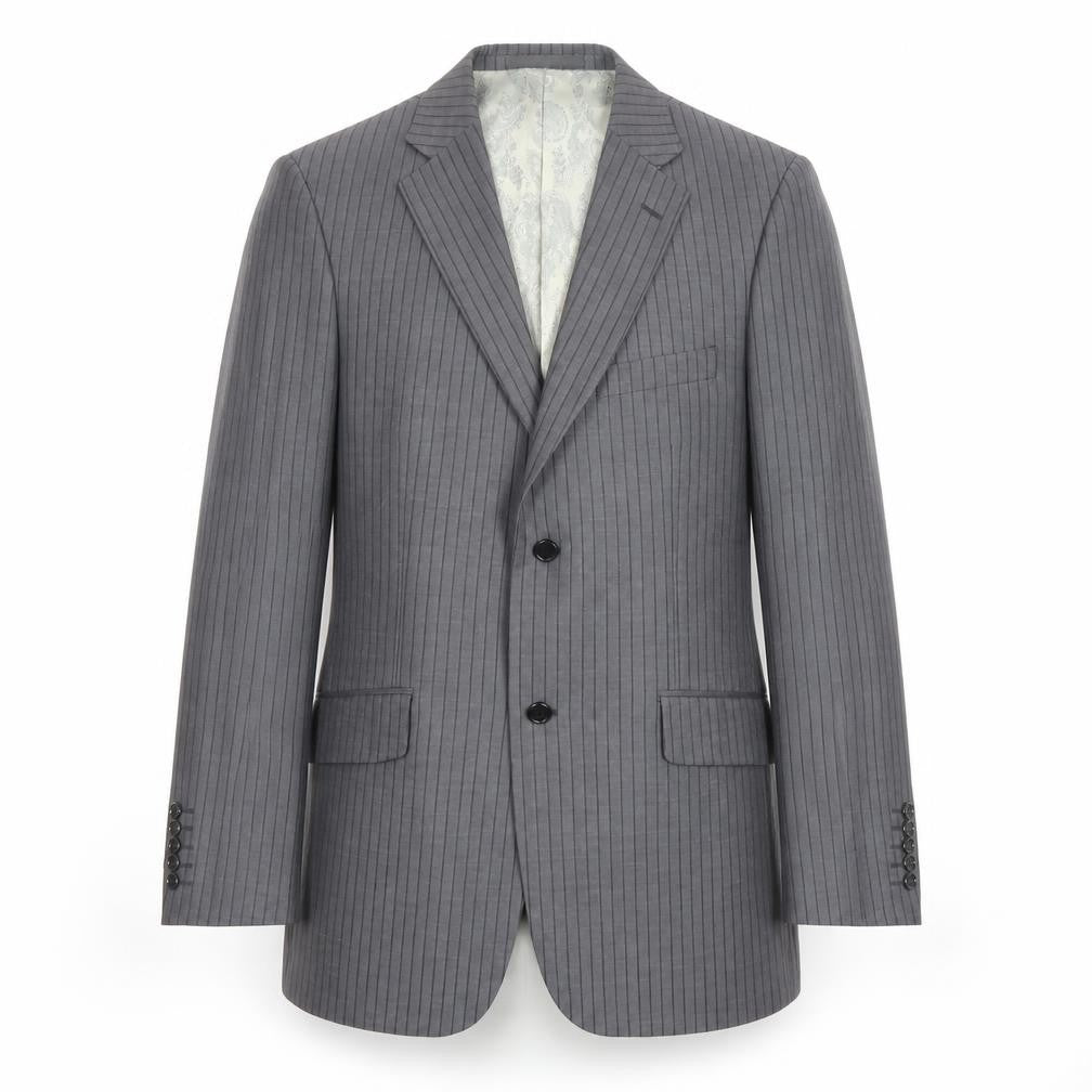 Front view of Steel & Jelly Men’s Grey Striped Blazer 40R