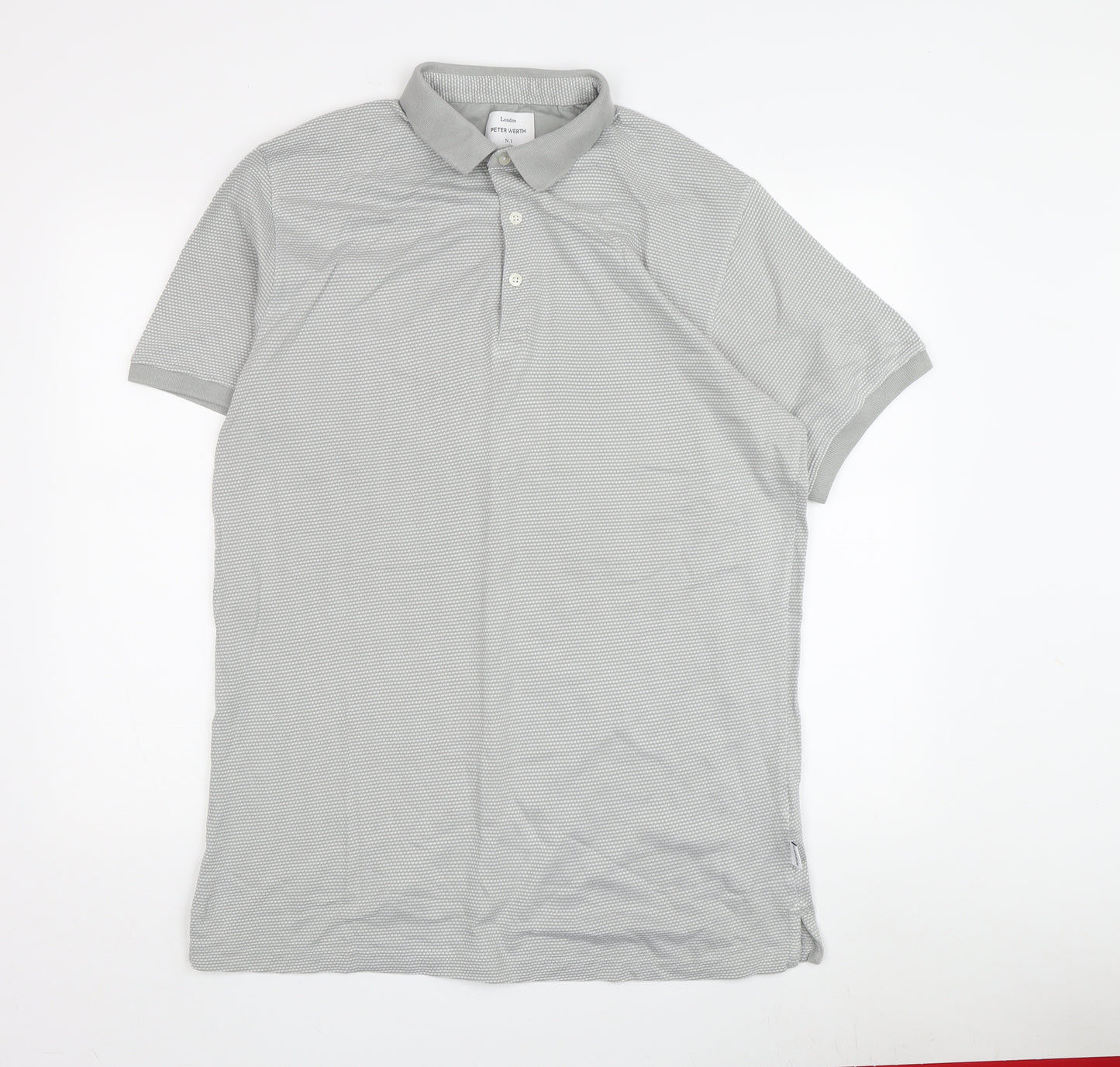 Peter Werth Men's Grey XL Geometric Polo Shirt