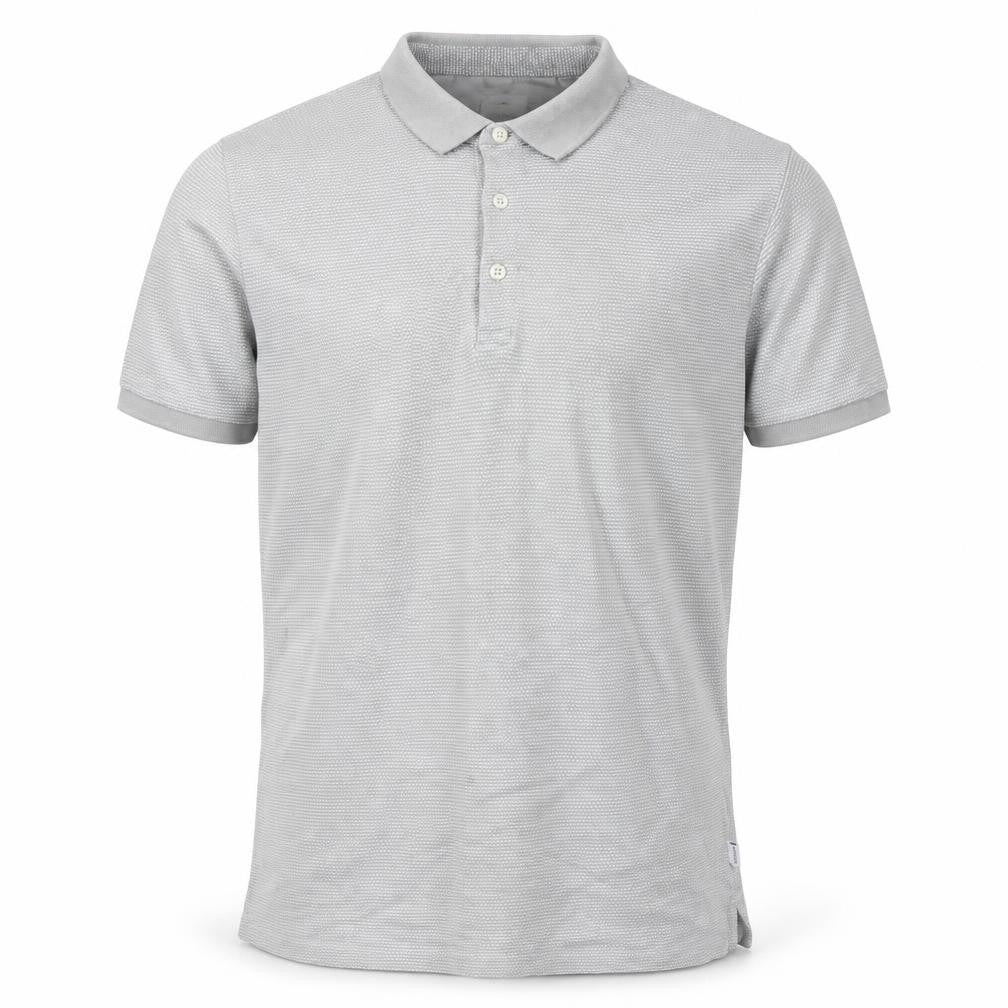 Front view of Peter Werth Men's Grey XL Geometric Polo Shirt