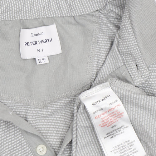 Peter Werth Men's Grey XL Geometric Polo Shirt