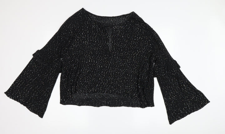 Zara Women's Black Cropped Party Blouse in Size M