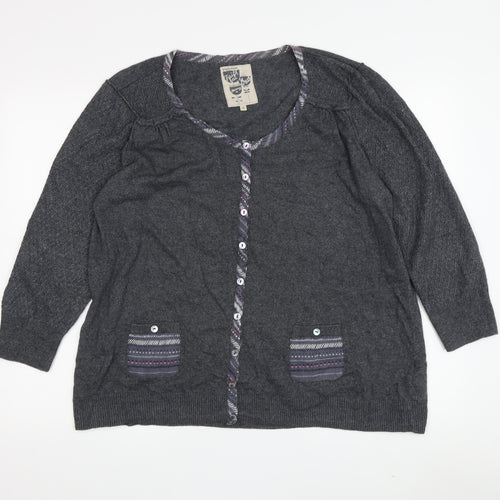 Monteray Women's Grey Cardigan, Size 18, Button Accents