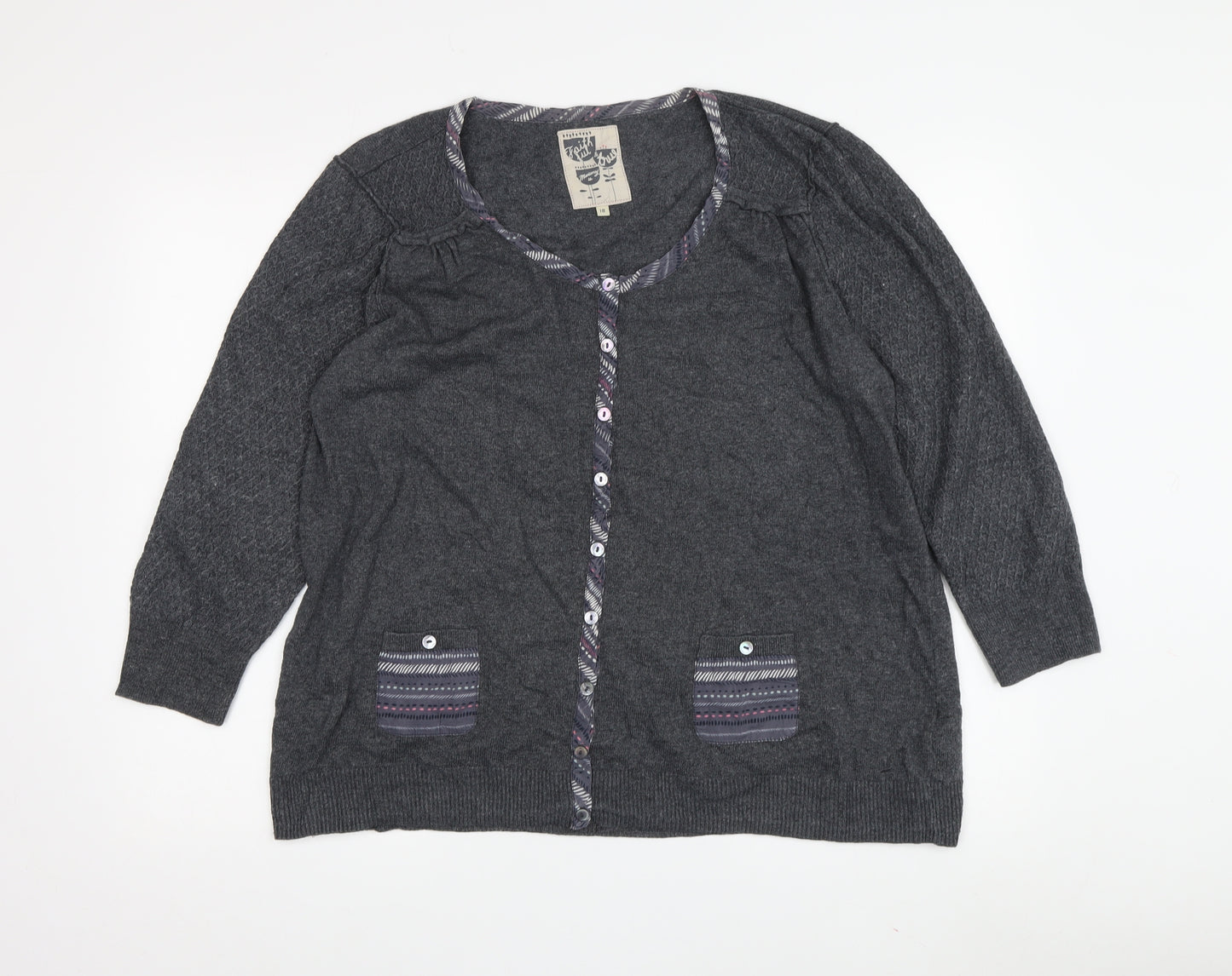 Monteray Women's Grey Cardigan, Size 18, Button Accents