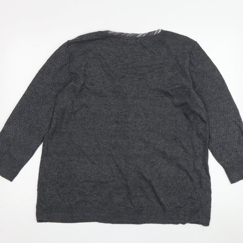 Monteray Women's Grey Cardigan, Size 18, Button Accents