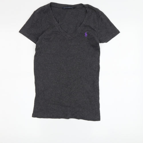 Ralph Lauren Women's Grey V-Neck Slim T-Shirt, S