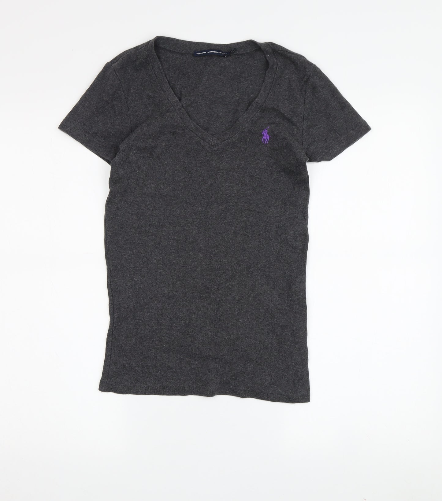 Ralph Lauren Women's Grey V-Neck Slim T-Shirt, S