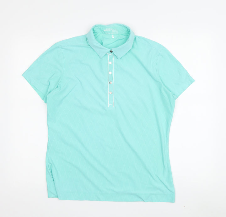 Nike Women's Green Polo Golf Shirt M Moisture-Wicking