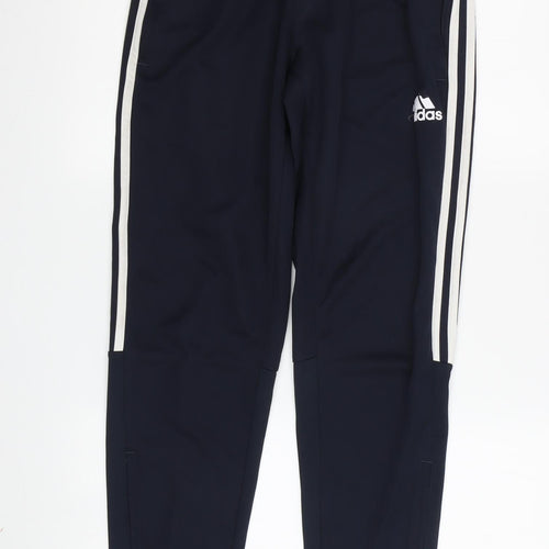 Adidas Boys Black Track Pants, Size S, Sportswear Essentials