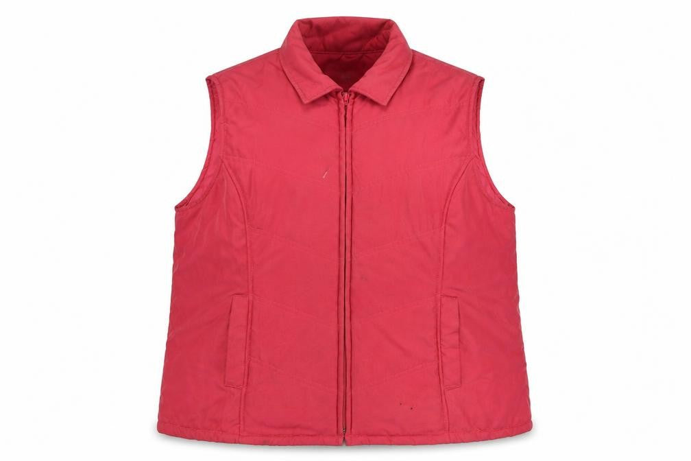 Front view of EWM Women's Red XL Waistcoat - Collared Full Zip