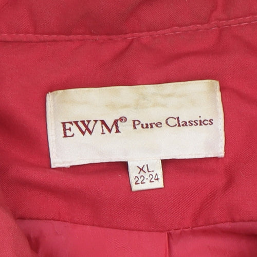EWM Women's Red XL Waistcoat - Collared Full Zip