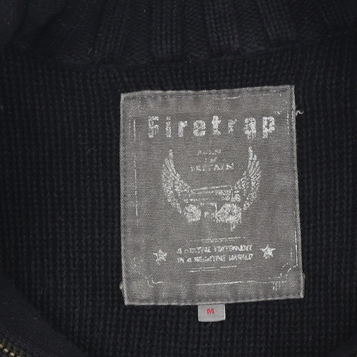 Firetrap Men's Black Wool Jacket, Medium, Full Zip, Casual