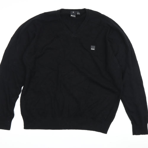 Bench Men's Black 2XL V-Neck Cotton Pullover Jumper