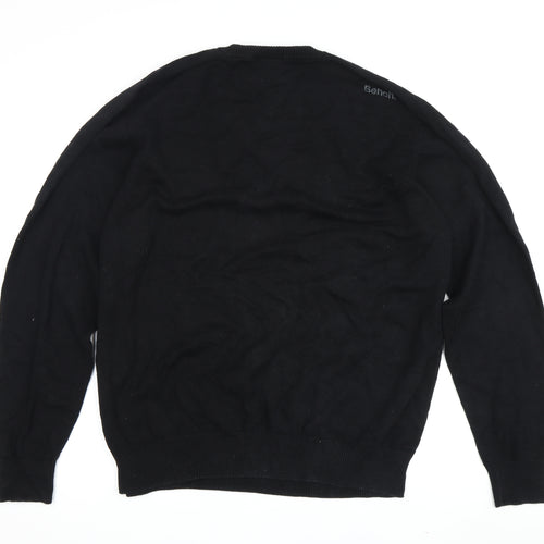Bench Men's Black 2XL V-Neck Cotton Pullover Jumper
