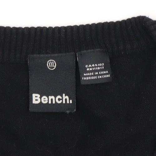 Bench Men's Black 2XL V-Neck Cotton Pullover Jumper