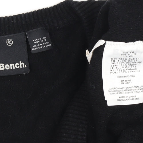 Bench Men's Black 2XL V-Neck Cotton Pullover Jumper