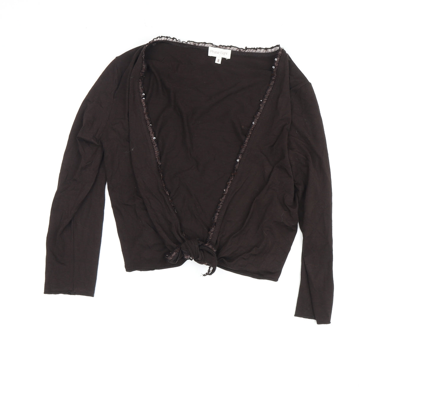 Phase Eight Women's Black Wrap Long Sleeve Top - Size 8