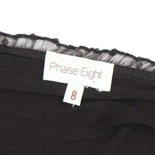 Phase Eight Women's Black Wrap Long Sleeve Top - Size 8