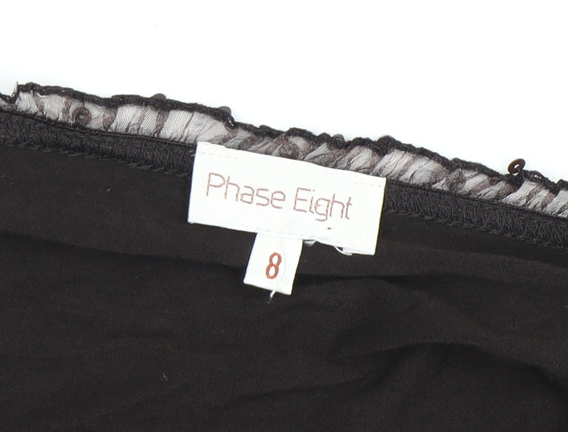 Phase Eight Women's Black Wrap Long Sleeve Top - Size 8