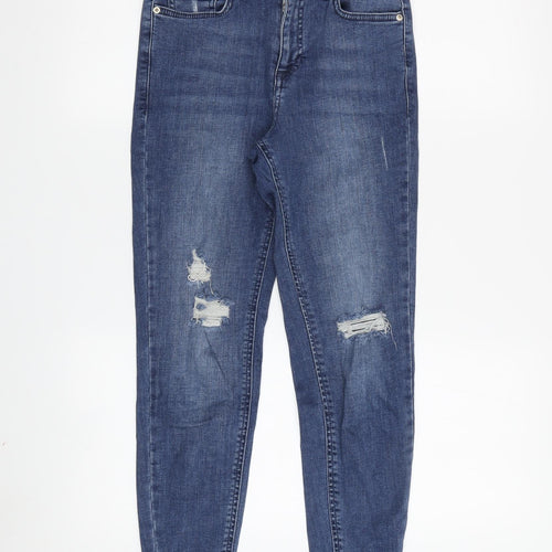 Miss Selfridge Women's Blue Distressed Skinny Jeans Size 6