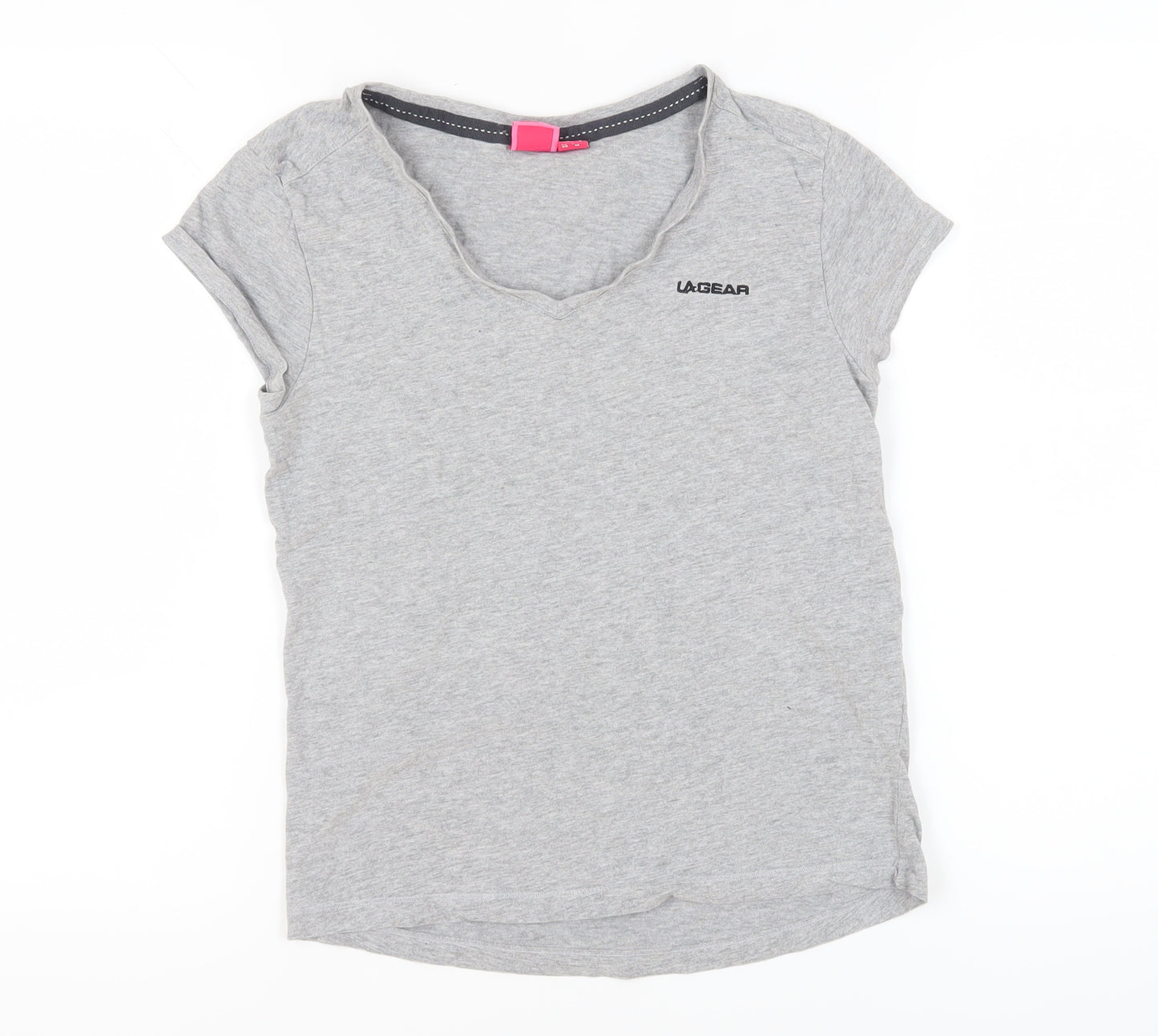 LA Gear Women's Grey V-Neck T-Shirt, Size 10, Classic Fit