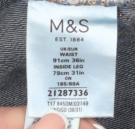 Marks and Spencer Men's Blue Straight Jeans, Size 36